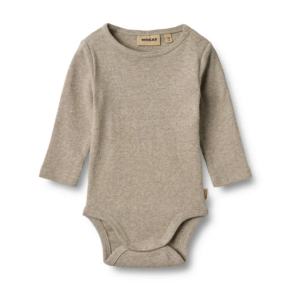 Wheat Spencer Langærmet Rib Body Gravel Melange 56