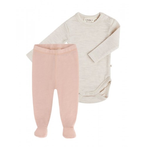 -pak Uldpakke Til Baby  Leggins Med Fod   Body Med Knap   100  Merinould 56 Soft Nature