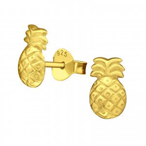 Ananas ørestikker Sterling Sølv   Guldbelægning