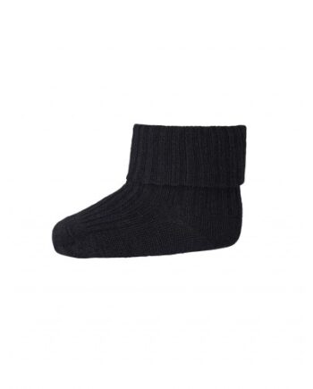 Baby Ankel Strømper   Merino Uld Med Ombuk Black 15 16