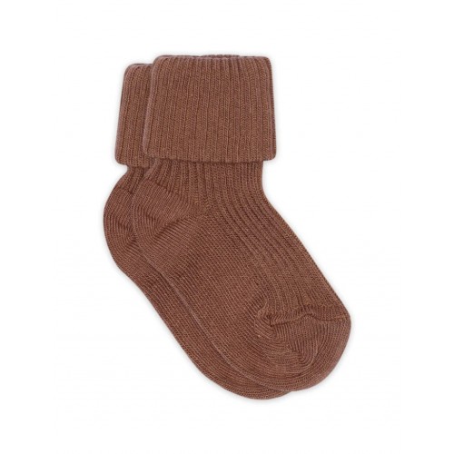 Baby Ankel Strømper   Merino Uld Med Ombuk 15 16 Brown Sienna