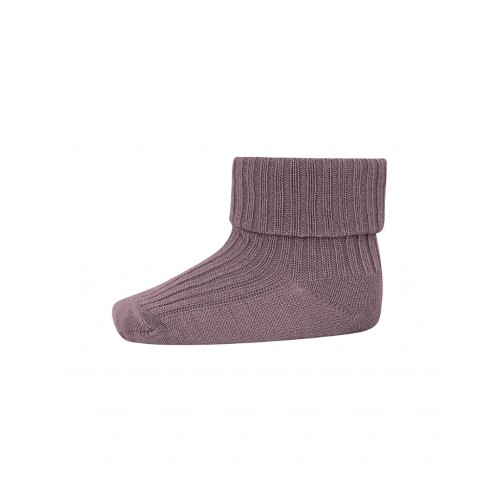 Baby Ankel Strømper   Merino Uld Med Ombuk 15 16 Dark Purple Dove