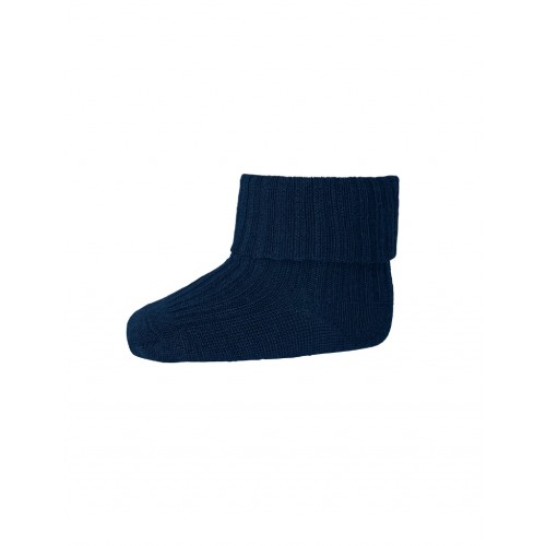 Baby Ankel Strømper   Merino Uld Med Ombuk Navy 17 18