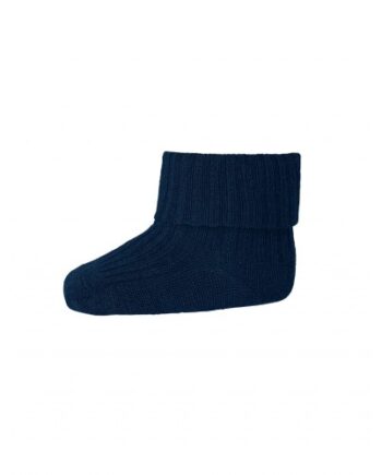 Baby Ankel Strømper   Merino Uld Med Ombuk Navy 19 21