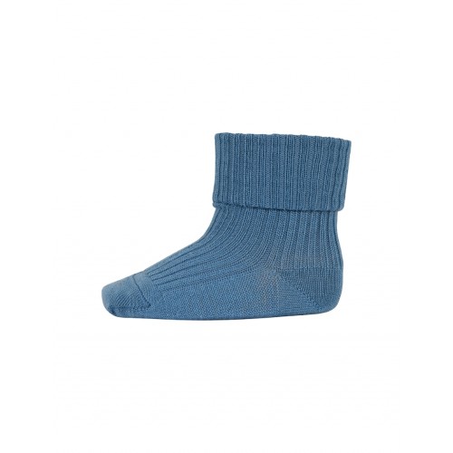 Baby Ankel Strømper   Merino Uld Med Ombuk 19 21 Provincial Blue