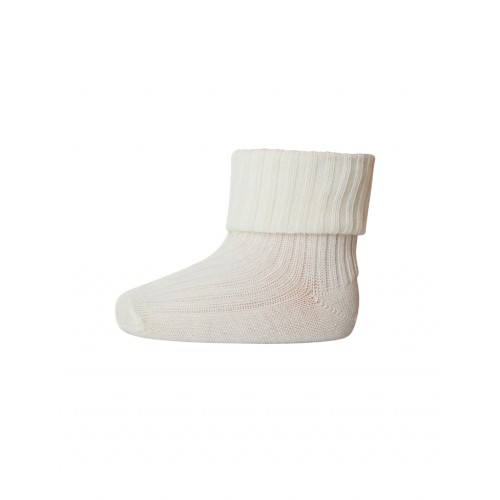 Baby Ankel Strømper   Merino Uld Med Ombuk Snow White 29 32
