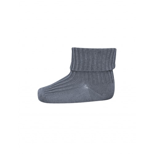 Baby Ankel Strømper Merino Uld Med Ombuk 15 16 Stone Blue