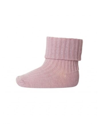 Baby Ankel Strømper   Merino Uld Med Ombuk Wood Rose 22 24