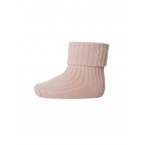 Baby Ankel Strømper   Merino Uld Med Ombuk Rose Dust 17 18