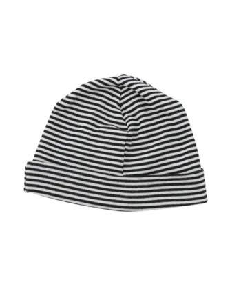 Baby Beanie Uldhue Sort- Og Hvid Stribet