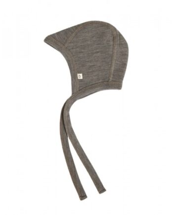 Baby Hjelm Med Snor   100  økologisk Merino Uld  Tynd Kvalitet   Lag Stof 50 56 Light Brown Melange