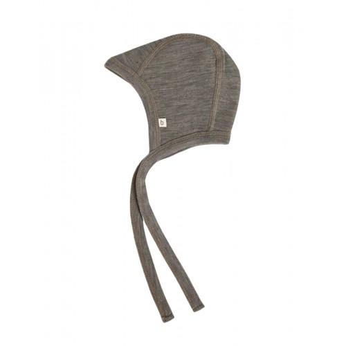Baby Hjelm Med Snor 100 økologisk Merino Uld Tynd Kvalitet Lag Stof 50 56 Light Brown Melange