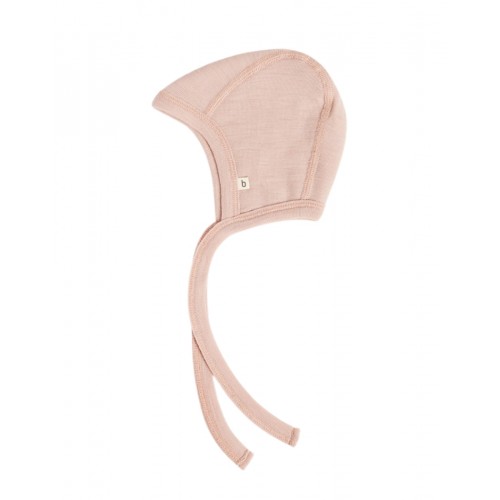 Baby Hjelm Med Snor 100 økologisk Merino Uld Tynd Kvalitet Lag Stof 62 68 Rose Melange
