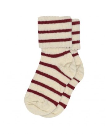 Baby Strømpe   Merino Uld Med Striber 15 16 Karanda Red