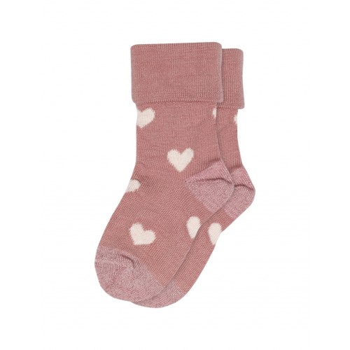 Baby Strømper Merino Uld Med Hjerter 15 16 Vintage Rose