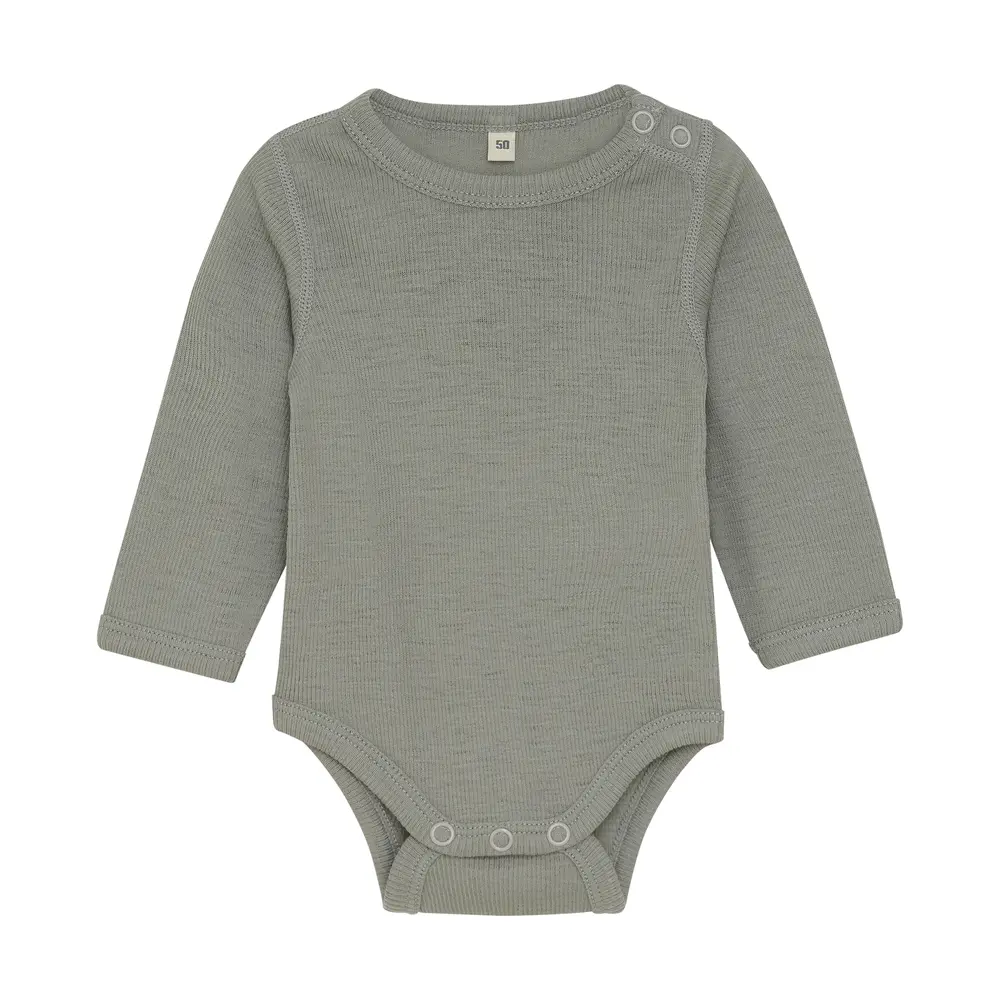 Bekids Langærmet Uld Body Forest Fog Melange 80