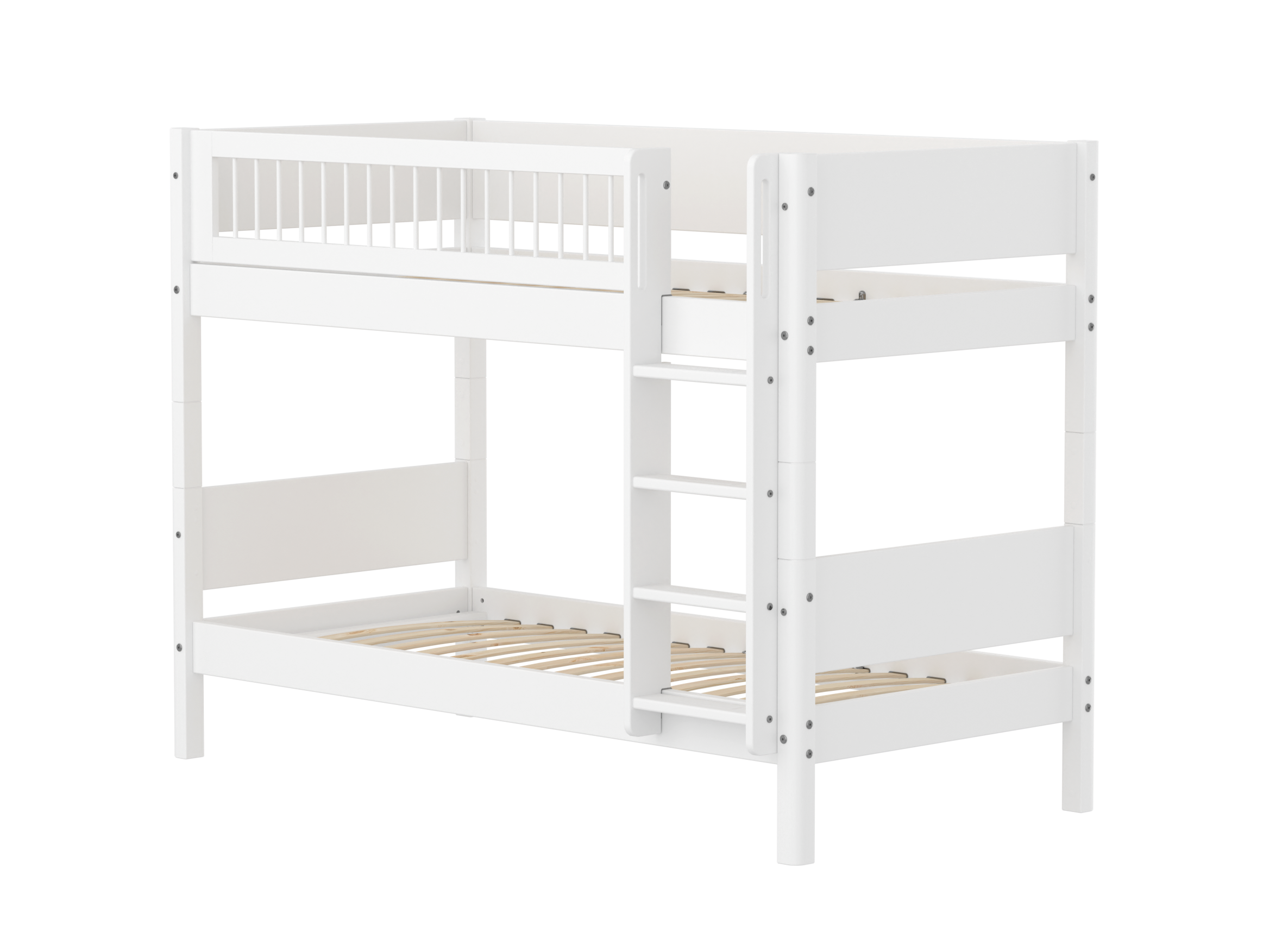 Flexa White Køjeseng 154 Cm Med Stige Og Crossbar Sengehest 90x200 Cm- Hvid