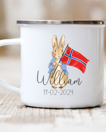 Fødselsdagskop Med Navn Peter Kanin Navn  Blå Norsk Flag
