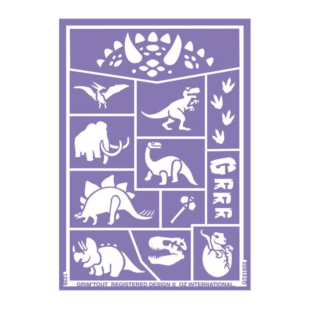 Grim Tout Stencil Til Ansigtsmaling Dinosaur
