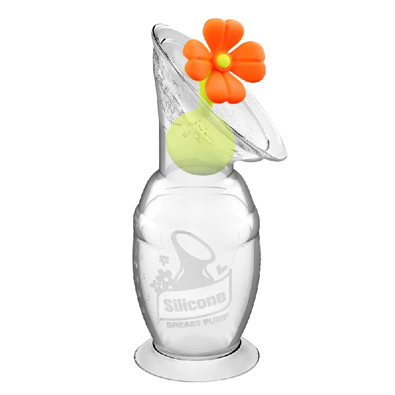Haakaa Brystpumpe 100ml Med Blomsterstopper Orange