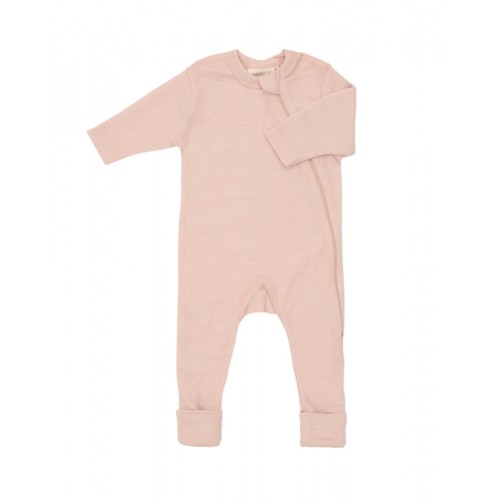 Heldragt   100  økologisk Merino Uld Med Lynlås   Siden Til Baby Rose Melange 56