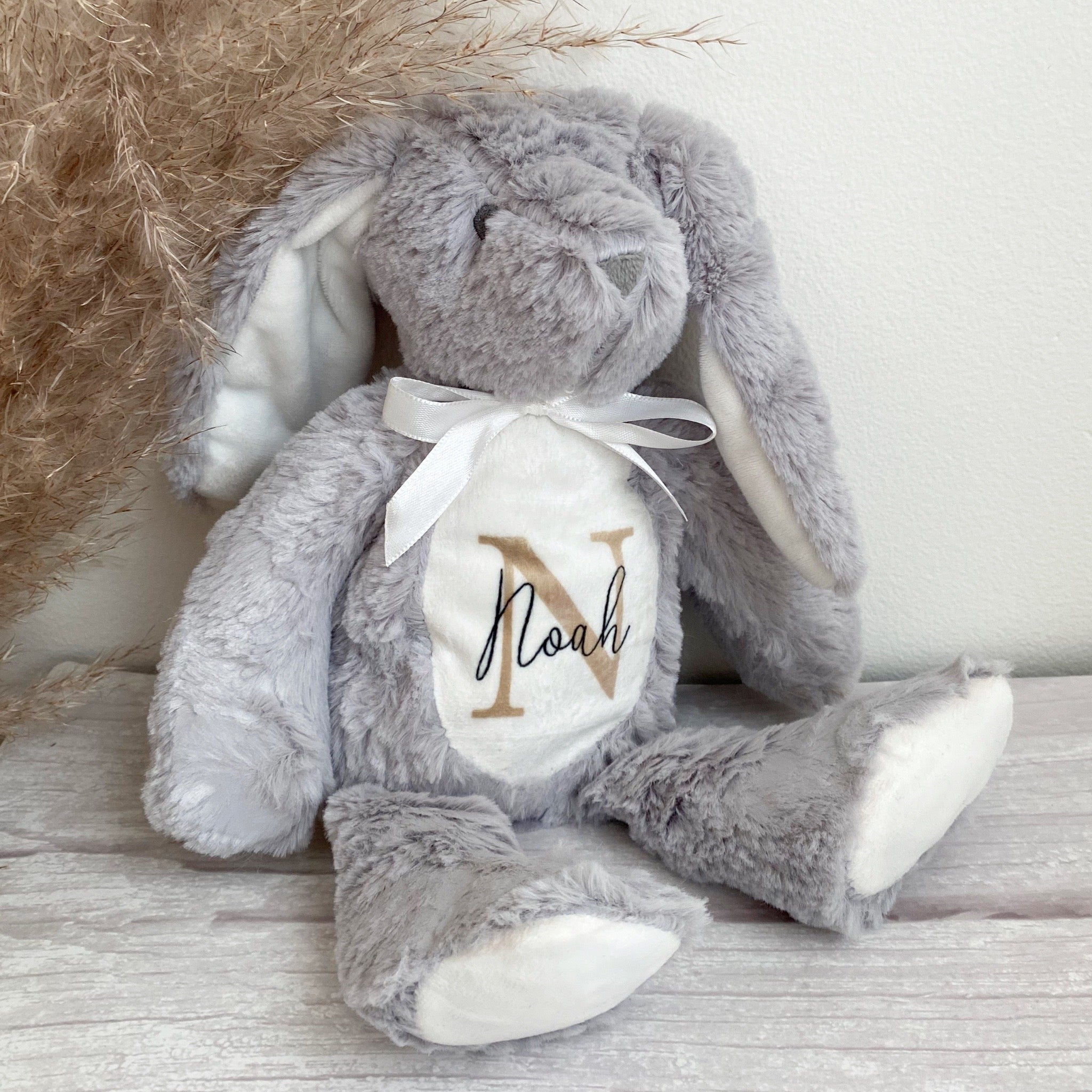 Kanin Bamse Med Navn  Beige Brunt Bogstav    Kanin