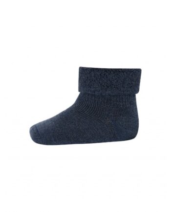 Klassisk Babystrømpe   Merinould 15 16 Dark Denim Melange