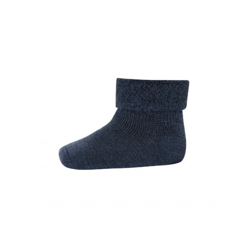 Klassisk Babystrømpe Merinould 15 16 Dark Denim Melange