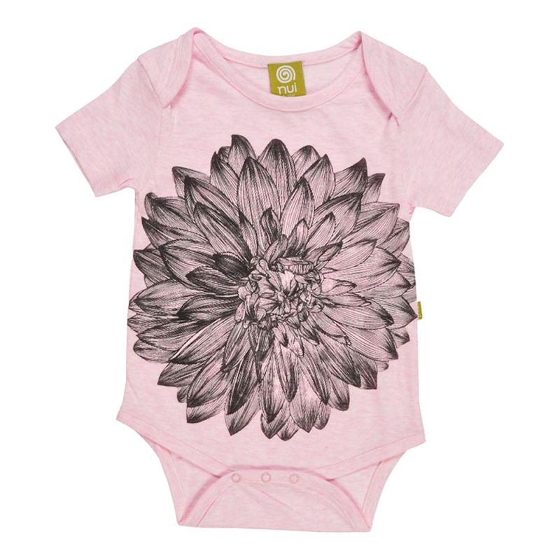 Kortærmet Body Rosa Meleret Med Dahlia