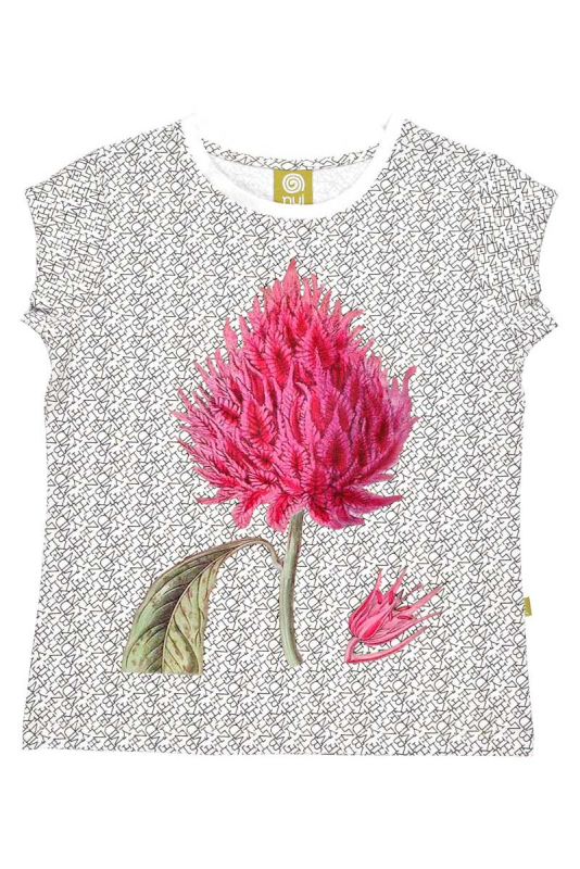 Kortærmet -shirt Bogstavprint Med Blomst