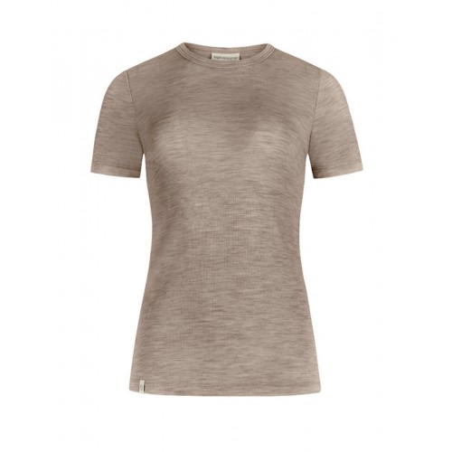Kortærmet  -shirt Til Dame   100  Merino Uld Beige Melange