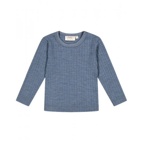 Langærmet  -shirt   100  Merino Uld  Oeko-texâ  Blue Melange 86