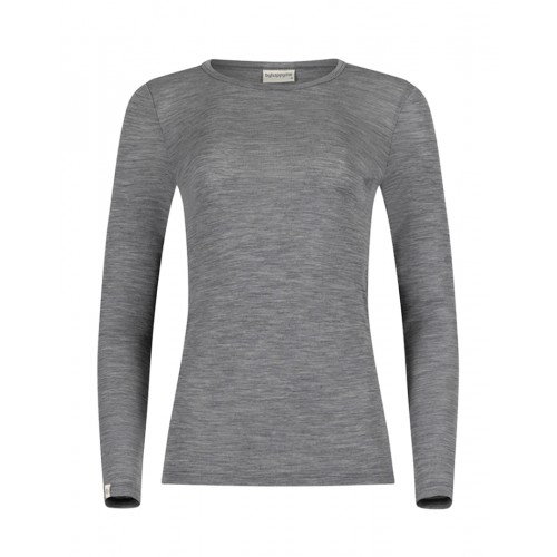 Langærmet  -shirt Til Dame   100  Merino Uld Grey Melange