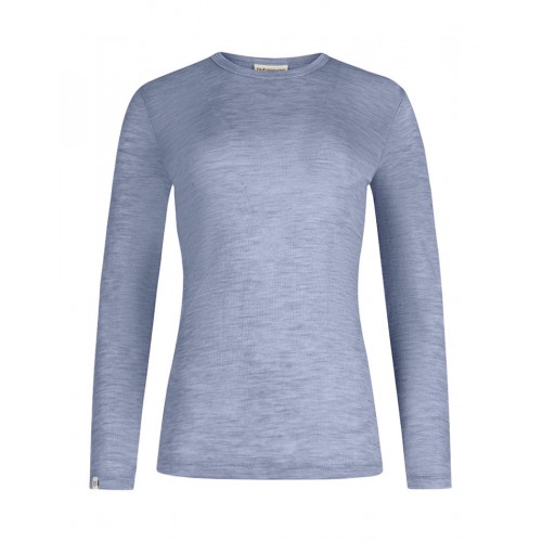 Langærmet  -shirt Til Dame   100  Merino Uld   Light Blue Melange