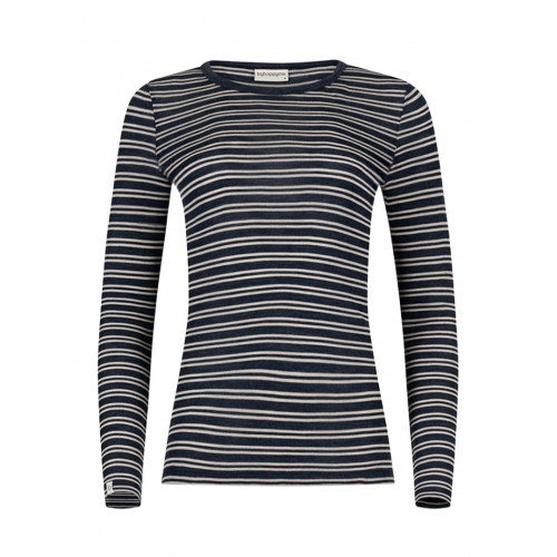 Langærmet  -shirt Til Dame   100  Merino Uld   Navy Nature Melange