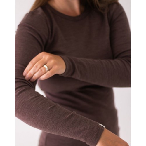 Langærmet  -shirt Til Dame   100  Merino Uld Plum Melange