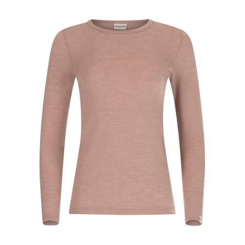 Langærmet  -shirt Til Dame   100  Merino Uld   Soft Rose