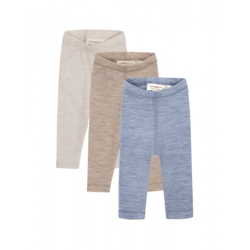 Leggings   100  Merino Uld Til Baby Og Børn   -pak 56 Nature Beige Light Blue Melange