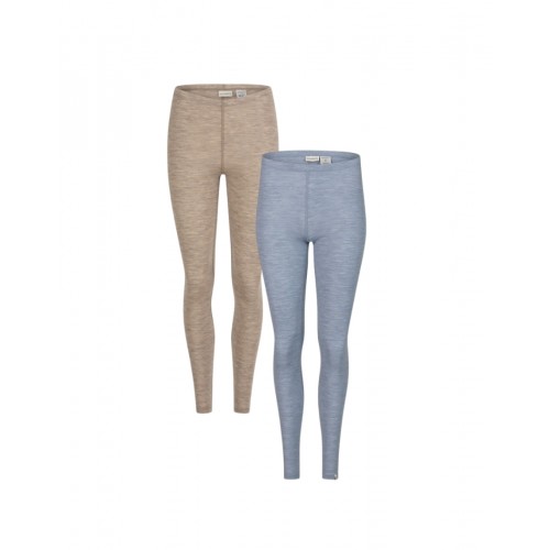 Leggings Til Dame 100 Merino Uld -pak Light Blue Beige Melange