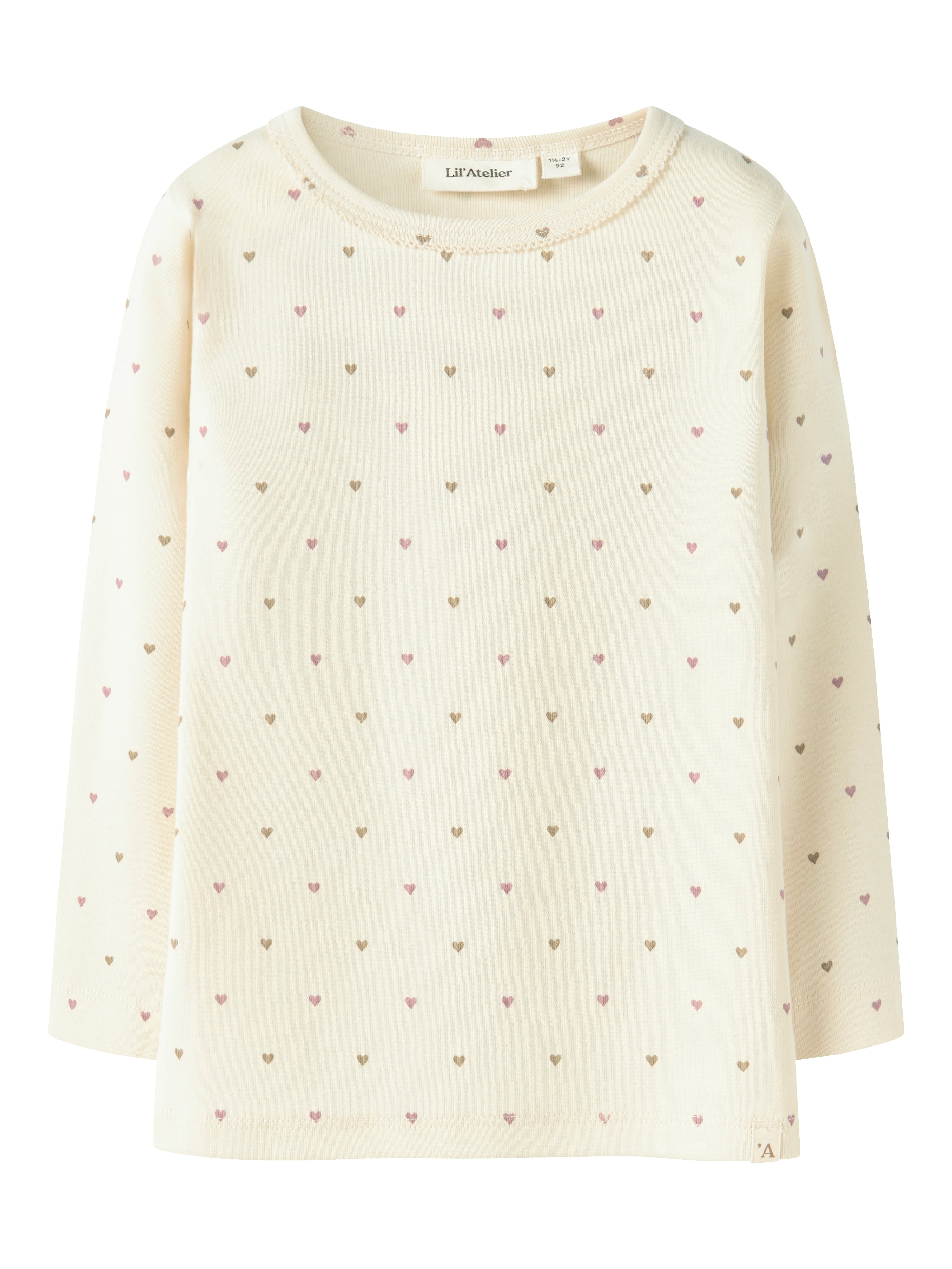 Lil Atelier Lalo Tig Ls Slim Top Turtledove Heart 92 Cm