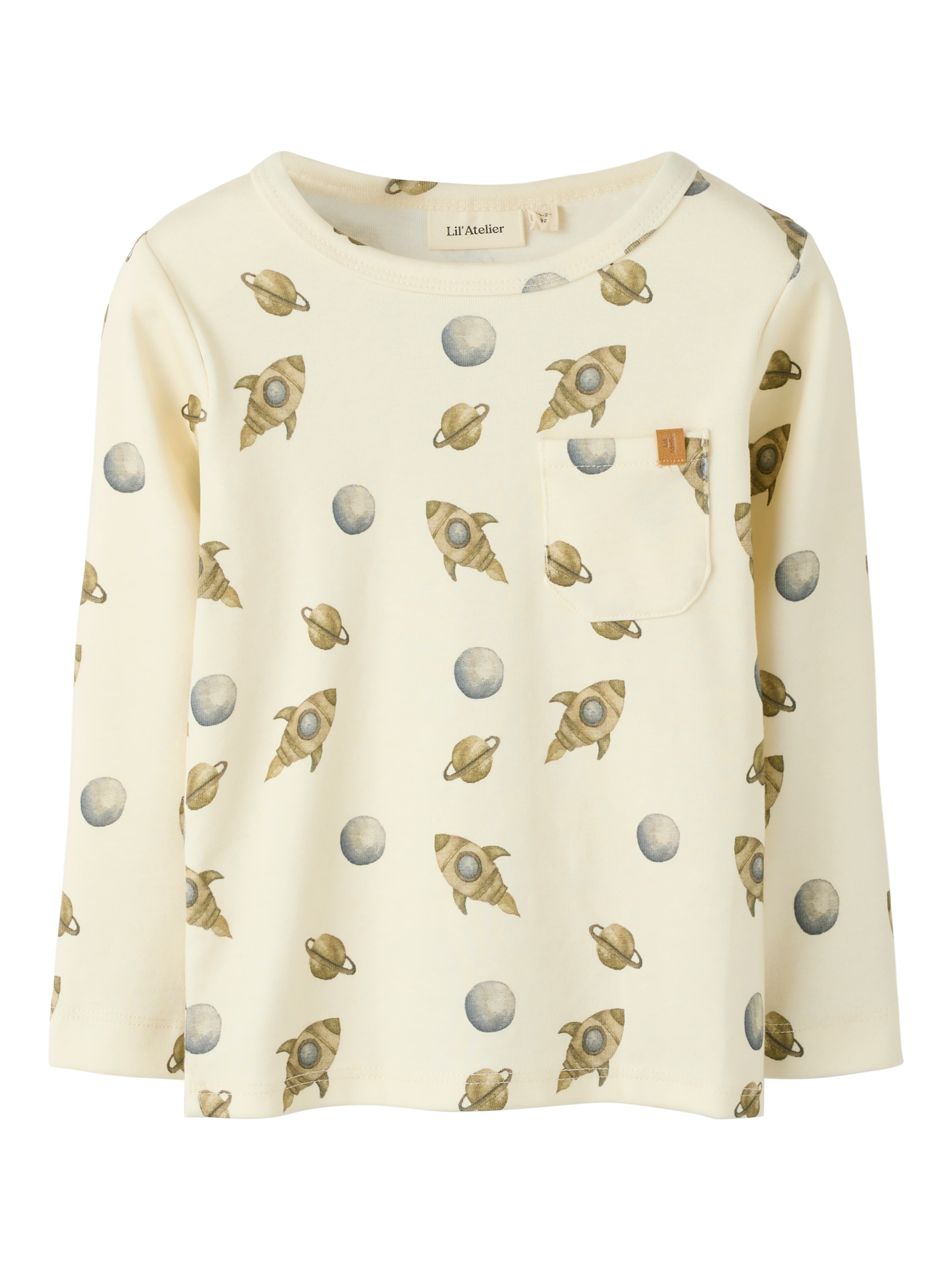 Lil Atelier Layo Geo Ls Slim Top Turtledove Space 92 Cm