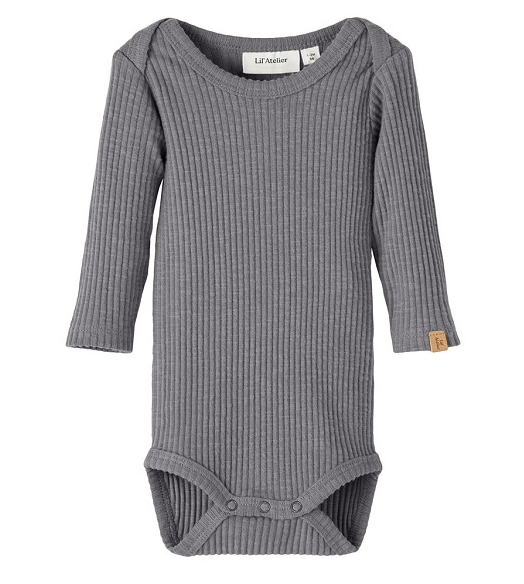 Lil Atelier Rajo Rib Slim Ls Body Silver Filigree 56 Cm