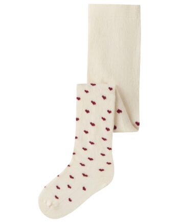 Lil Atelier Reba Len Strømpebukser Turtledove Red Hearts 86 92
