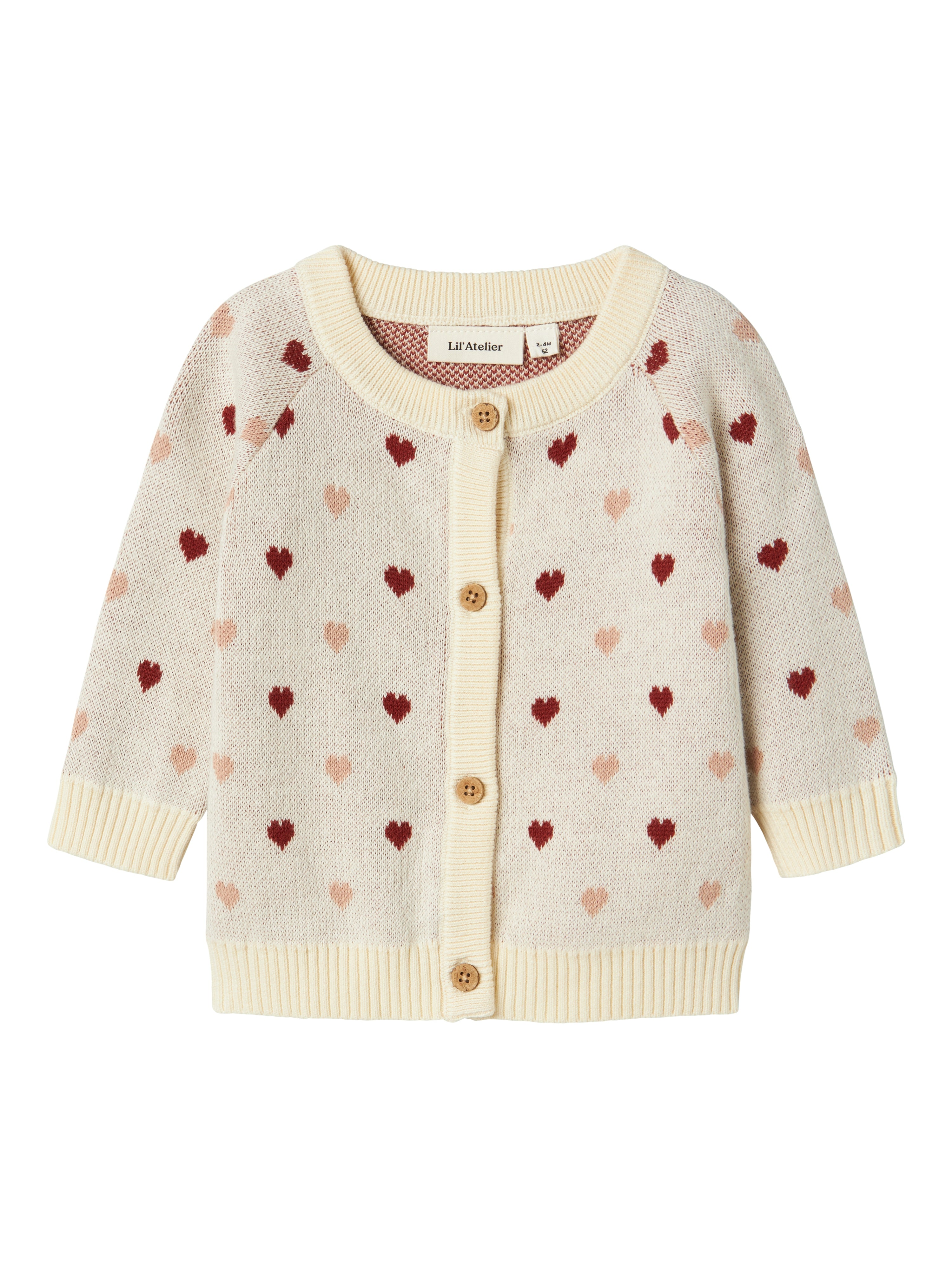 Lil Atelier Saran Knit Cardigan Heart Turtledove 56 Cm