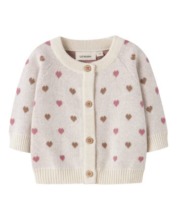 Lil Atelier Saran Ls Knit Cardigan Heart Turtledove 56 Cm