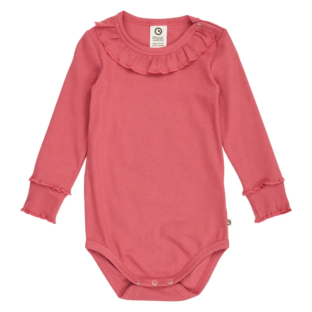 Müsli Cozy Me Rib Body Med Flæsekrave Baroque Rose 92