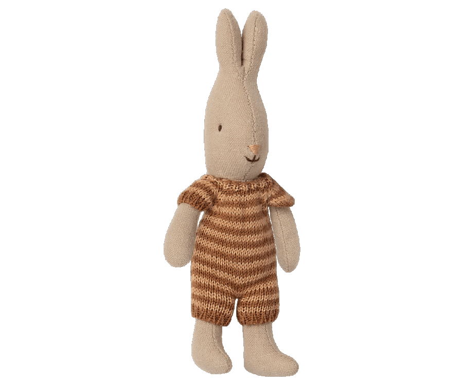 Maileg Micro Rabbit   Kanin Med Stribet Dragt Brun