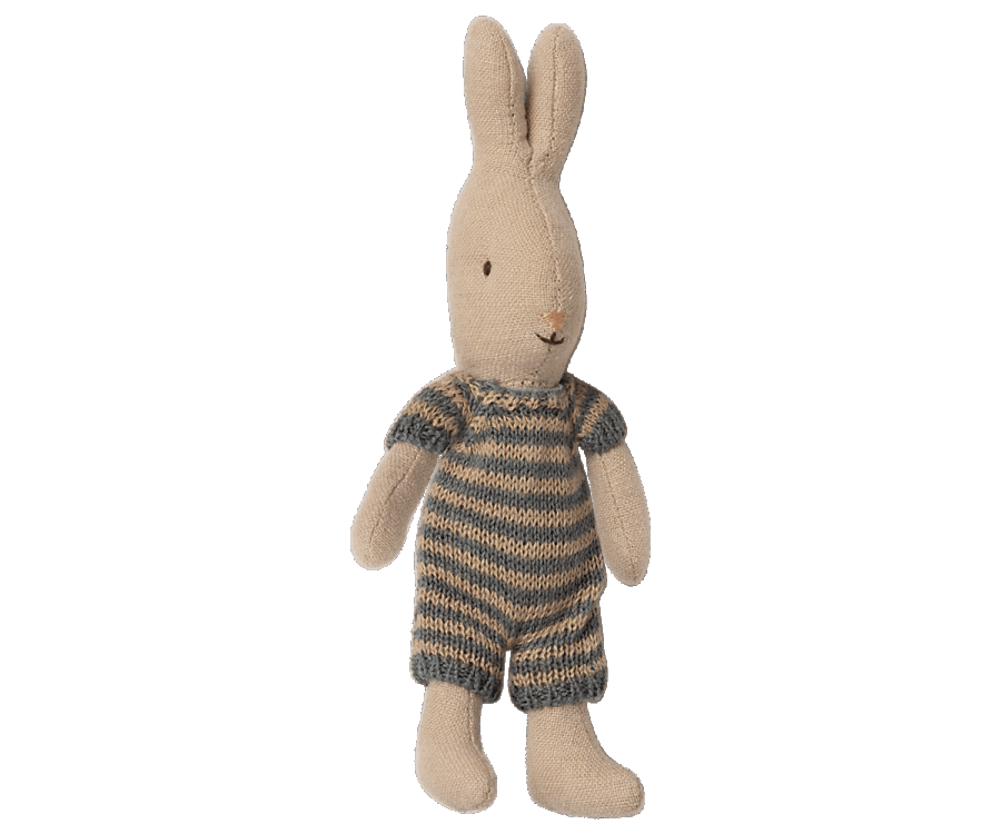 Maileg Micro Rabbit   Kanin Med Stribet Dragt Grå