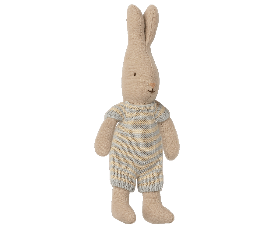 Maileg Micro Rabbit   Kanin Med Stribet Dragt Lysegrå