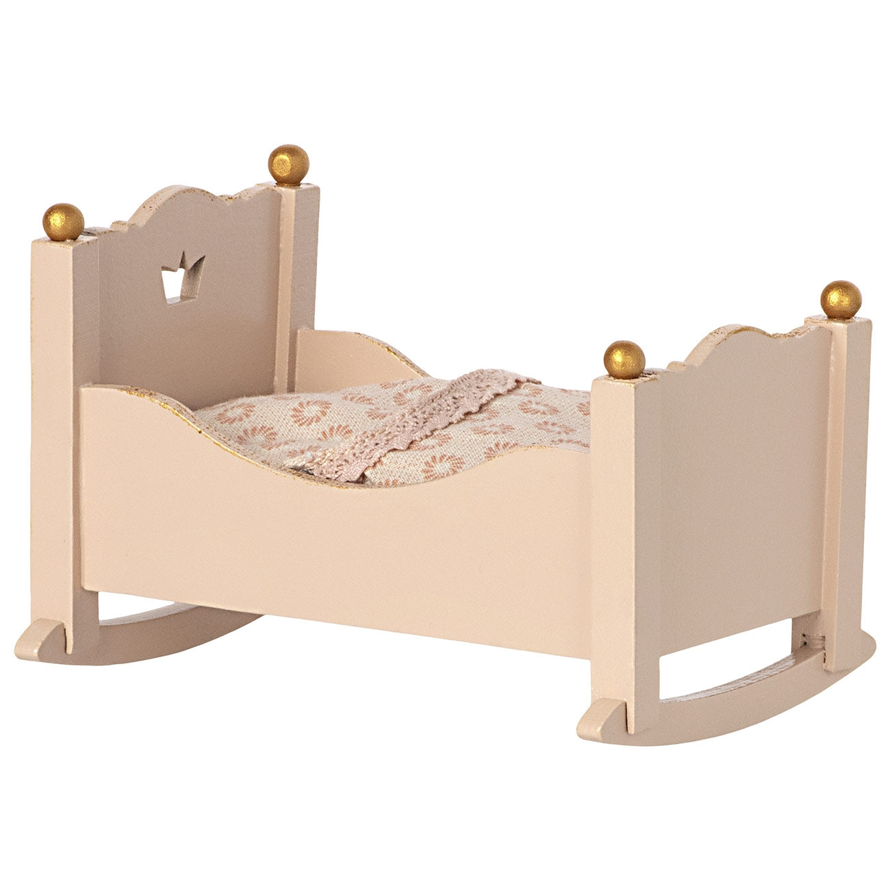 Maileg Vintage Vugge Baby Mus Rosa